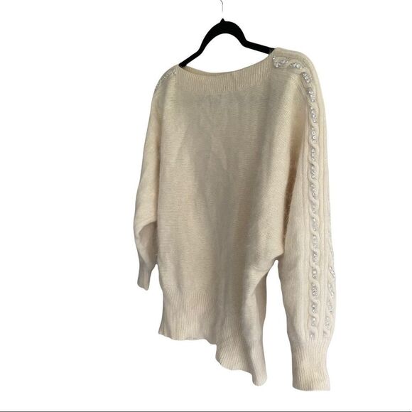 PHILLIPE RONSARD PARIS Vintage Lambswool Rabbit Hair Boatneck Sweater Cream M - Picture 4 of 10